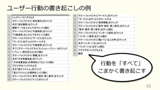 53	
ユーザー⾏動の書き起こしの例
⾏動を「すべて」
こまかく書き起こす
 
