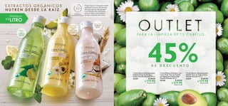 24 25
  Love Nature Shampoo para
Cabello Graso de Ortiga y
Limón Tamaño Grande 500 ml
33337 $ 220.00
 $ 119.90
Puntos: 6.18
  Love Nature Shampoo para
Cabello Seco de Trigo y Coco
Tamaño Grande 500 ml
33339 $ 220.00
 $ 119.90
Puntos: 6.18
  Love Nature Shampoo 2 en
1 para Todo Tipo de Cabello
con Aguacate y Manzanilla
Tamaño Grande 500 ml
33338 $ 220.00
 $ 119.90
Puntos: 6.18
Trigo y Coco
CABELLO
SECO
Ortiga y
Limón
CABELLO
GRASO
Aguacate y
Manzanilla
2 EN 1
TODO TIPO
DE CABELLO
E X T R A C T O S O R G Á N I C O S
N U T R E N D E S D E L A R A Í Z
PA R A L A L I M P I E Z A D E T U C A B E L L O
1/2
LITRO
Shampoo 


FÓRMULA
BIODEGRADABLE
FÓRMULA
BIODEGRADABLE
Al igual que a ti, nos gusta cuidar
al planeta. Por eso, las fórmulas
de los productos de enjuague
Love Nature están diseñadas
para no dañar el ecosistema
acuático después de usarlos.
D E D E S C U E N T O
%45
 