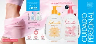 CUIDADO
BALANC
E
D
PROTEC ED MIC
RO
BIOME
PERSONAL
A
RÁNDAN
O
C
ALÉNDUL
A
  Limpiador Íntimo Intimelle
Caléndula y Arándano
300 ml
 $ 190.00
80 81
PROTEGE Y REFRESCAHIDRATA Y NUTRE
HIGIENE
El cuidado diario que tu zona íntima necesita
44667GrosellaNegray
FlordeLoto
44663AloeVerayMalva
  Limpiador Íntimo Intimelle
300 ml
 $ 190.00 Puntos: 9.80
44666﻿LimpiadorÍntimoenCrema
44662﻿LimpiadorÍntimoenGel
c/u
c/u
c/u
c/u
¡A SOLO!
CUALQUIER INTIMELLE
DE LA PÁGINA 81
$ 99.90Puntos: 5.15
Haz de tu higiene
personal, la mejor
experiencia del
día, dejándote
consentir de pies
a cabeza por
nuestros
productos.
Dermatológica y
ginecológicamente probado.
¡AHORA CON PREBIÓTICOS!
ÉXITO
DE
VENTAS
EXTRACTOS SUECOS DE
ORIGEN NATURAL
INFUSIÓN PREBIÓTICA
 ÁCIDO LÁCTICO
TECNOLOGÍA
FRESH SCENT
c/u


 