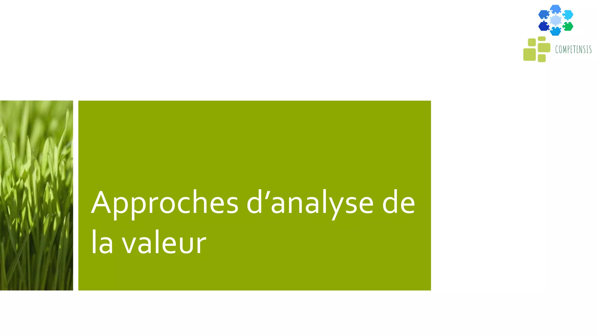 Approches d’analyse de
la valeur
 