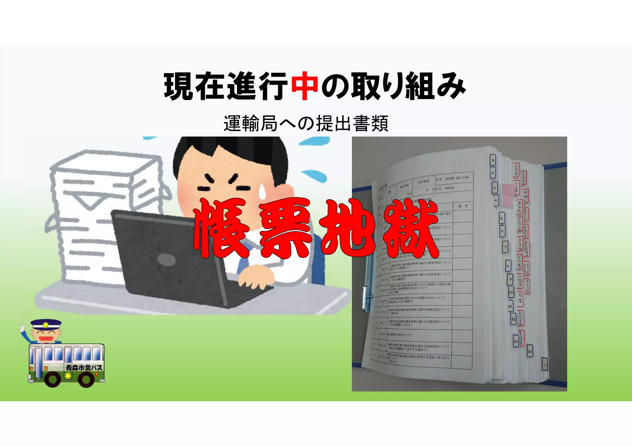 現在進行中の取り組み
運輸局への提出書類
 