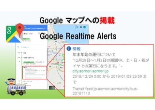 Google マップへの掲載
Google Realtime Alerts
 