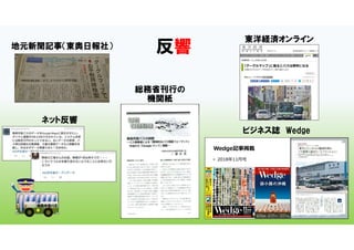 反響地元新聞記事（東奥日報社）
東洋経済オンライン
ネット反響
ビジネス誌 Wedge
総務省刊行の
機関紙
 