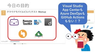 3
今日の目的 Visual Studio
App Centerも
Azure DevOpsも
GitHub Actions
もない！？
 