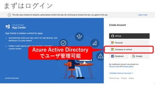 まずはログイン
Azure Active Directory
でユーザ管理可能
 