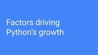 Factors driving
Python’s growth
 
