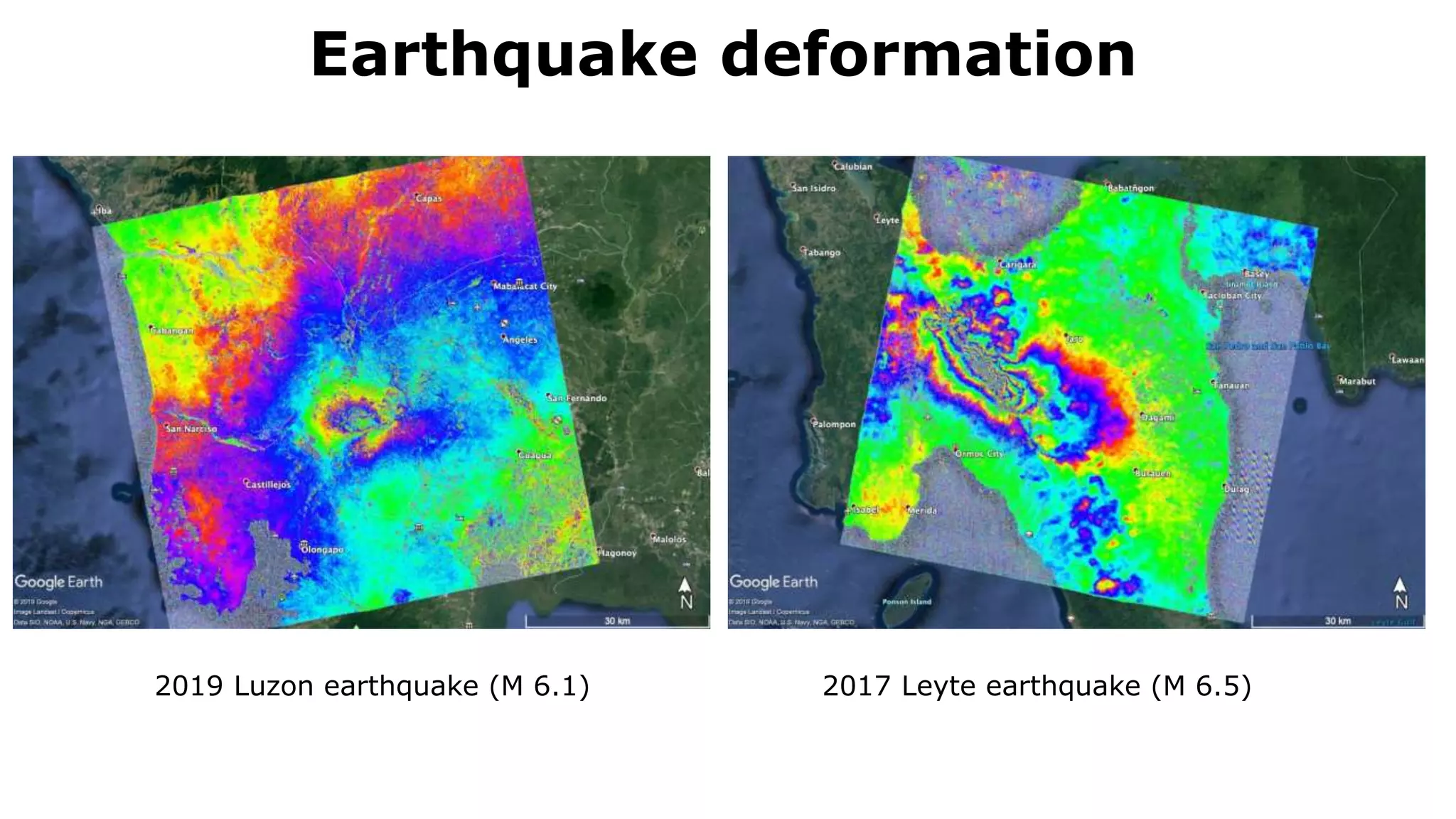 Earthquake deformation
2017 Leyte earthquake (M 6.5)2019 Luzon earthquake (M 6.1)
 