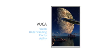 VUCA
Vision
Understanding
Clarity
Agility
 