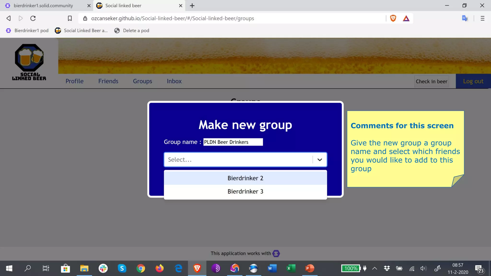 Comments for this screen
Give the new group a group
name and select which friends
you would like to add to this
group
 