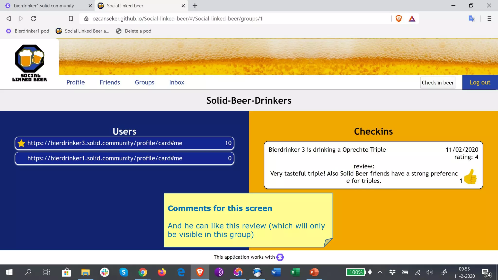 Comments for this screen
And he can like this review (which will only
be visible in this group)
 