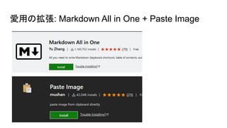 愛用の拡張: Markdown All in One + Paste Image
 