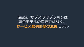 SaaS、サブスクリプションは
課金モデルの変更ではなく、
サービス提供形態の変更モデル
 