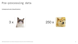 Pre-processing data
IBM Developer Advocate / Intro to Machine Learning and AI / February 25th, 2020 / © 2020 IBM Corporation 16
Unbalanced sets (classification)
 