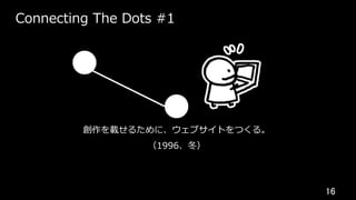 16	
Connecting The Dots #1
創作を載せるために、ウェブサイトをつくる。
（1996、冬）
 