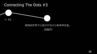 36	
Connecting The Dots #3
社内のデザインガイドラインを⼿がける。
（2007）
← #1
 