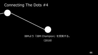 44	
Connecting The Dots #4
IBMより「IBM Champion」を受賞する。
（2018）
 