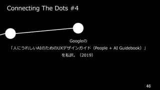 46	
Connecting The Dots #4
Googleの
「⼈にうれしいAIのためのUXデザインガイド（People + AI Guidebook）」
を私訳。（2019）
 