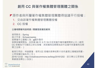 42
CC
1.
2. CC
/
Spring
Schwarzweiss
99 3 19
CC
CC -
2016-12-02 http://creativecommons.tw/blog/20161202
CC0
 