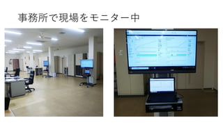 事務所で現場をモニター中
 