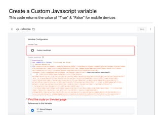 AllFacebook Advance ∙ Power FB Pixel with Google Tag Manager ∙ Rahul Agarwal
Create a Custom Javascript variable
This code...
