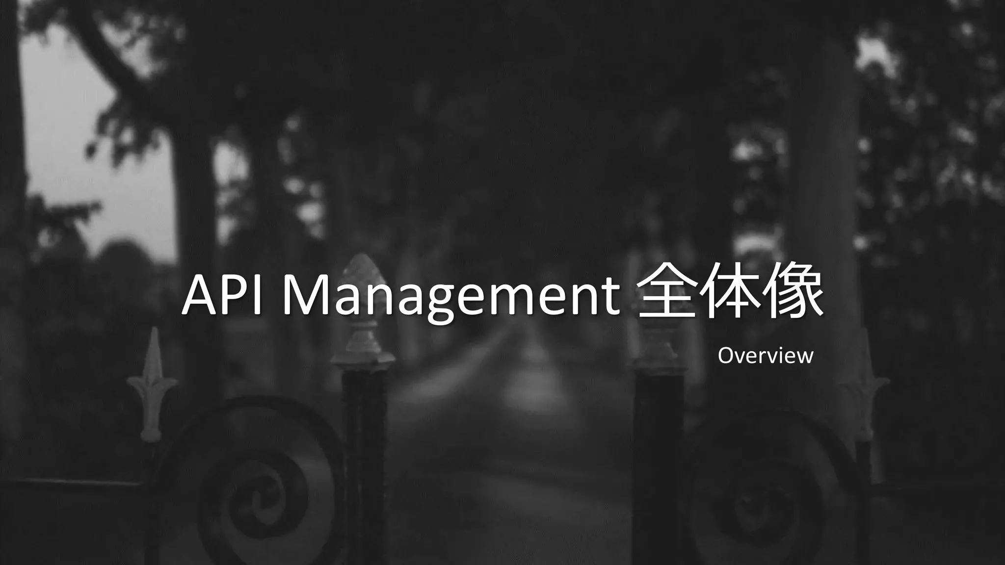 API Management 全体像
Overview
 