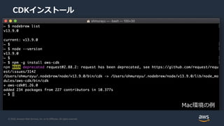 © 2020, Amazon Web Services, Inc. or its Affiliates. All rights reserved.
CDKインストール
Mac環境の例
 