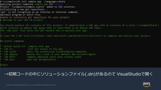 © 2020, Amazon Web Services, Inc. or its Affiliates. All rights reserved.
→初期コードの中にソリューションファイル(.sln)があるので VisualStudioで開く
 