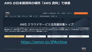 © 2020, Amazon Web Services, Inc. or its Affiliates. All rights reserved.
AWS の日本語資料の場所「AWS 資料」で検索
https://amzn.to/JPArchive
 