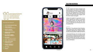 annodell.com
solution
my role
Because of my extensive brand develop-
ment, along with much research already
completed regarding the childcare indus-
try plus primary audience: Millennial Parents
I developed the basic UX concept, as well
as a UI system of elementsconsistentwith
the brand goals, addressing both function-
ality and design that the team could react
to, iterate on, and fine-tune before handing
over to developers.
As the ImaginLand brand strategist and
brand designer, I was asked to initiate high
level development of the caregiver mobile
app from the perspective of assuring the
visual design, editorial voice and minimal
number of jobs-to-be-done aligned with
the brand values and goals.
Vetting the breadth of opportunity vs con-
straint regarding the scope of its potential
functionality, quickly and effectively, while
not overburdening the user with too many
options or features was a framework we had
to establish first.
SOLUTION OVERVIEW
APP FUNCTION CHECKLIST
	 ACCT DASHBOARD/SETTINGS
	 PHOTO UPDATES
	 - child activities/milestones
	 EASE OF CONTACT
	 - admin email/phone
	 RESERVATION BOOKING/
	SCHEDULING
	 60+ ACTIVITY ARRAY/
	 SELECTION CAPABILITY
	
	 EQ STATUS
	 -social-emo intell curriculum
	 FOOD - SNACK SELECTION
	 VIDEO MONITORING
	 -6 different areas
	 PARENT COMMUNITY
	 - member messaging
	 APP TRIAL
	SEARCH
APP HOMESCREEN 02
11
parent empowering functions
to streamline the process
of booking childcare as
well as monitoring their
child’s status & progress
 