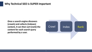 7
Why Technical SEO is SUPER Important
Once a search engine discovers
(crawls) and collects (indexes)
content, it can then...