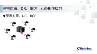 災害対策、DR、BCP との相性抜群！
災害対策、DR、BCP
 