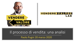 Il processo di vendita: una analisi
Paolo Pugni 20 marzo 2020
 