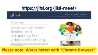 https://jitsi.org/jitsi-meet/
Please note: Works better with “Chrome Browser”
 