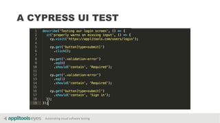Automating visual software testing
A CYPRESS UI TEST
 
