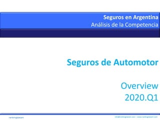 info@rankingslatam.com – www.rankingslatam.com
Seguros en Argentina
Análisis de la Competencia
Seguros de Automotor
Overview
2020.Q1
 