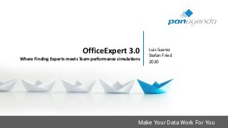 Make Your Data Work For You
OfficeExpert 3.0
Where Finding Experts meets Team performance simulations
Luis Suarez
Stefan Fried
2020
 