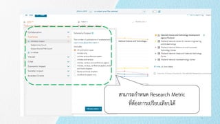สามารถกําหนด Research Metric
ที่ตองการเปรียบเทียบได
36
 