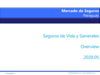 info@rankingslatam.com – www.rankingslatam.com
Mercado de Seguros
Paraguay
Seguros de Vida y Generales
Overview
2020.05
 