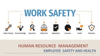 HUMAN RESOURCE MANAGEMENT
EMPLOYEE SAFETY AND HEALTH
1
 