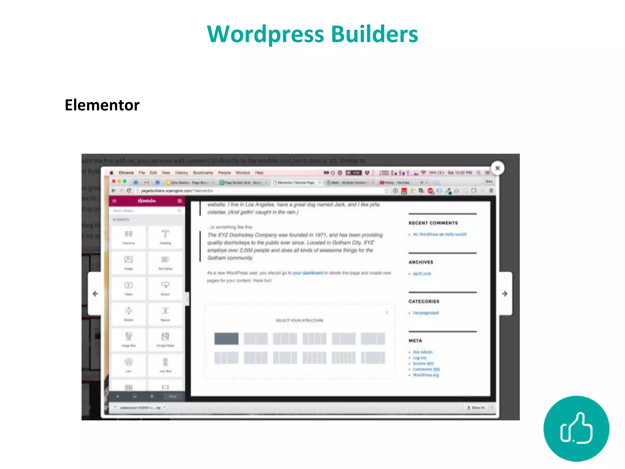 Wordpress Builders
Elementor
 