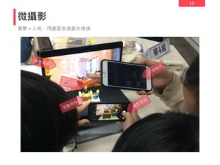 13
微攝影
場景＋人物，用畫面表達劇本情境
 