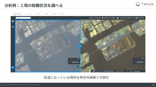 Copyright SAKURA internet Inc. All rights reserved.
⾼温になっている場所を熱⾚外画像で可視化
分析例：⼯場の稼働状況を調べる
56
 