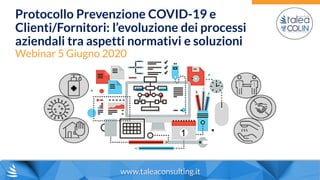 www.taleaconsulting.it
Protocollo Prevenzione COVID-19 e
Clienti/Fornitori: l’evoluzione dei processi
aziendali tra aspetti normativi e soluzioni
Webinar 5 Giugno 2020
 