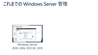 これまでの Windows Server 管理
Windows Server
2019, 2016, 2012 R2, 2012
 