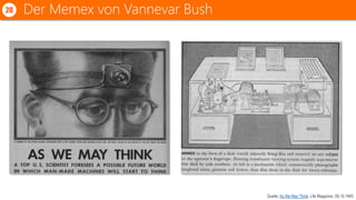 Der Memex von Vannevar Bush20
Quelle: As We May Think, Life Magazine, 09.10.1945
 