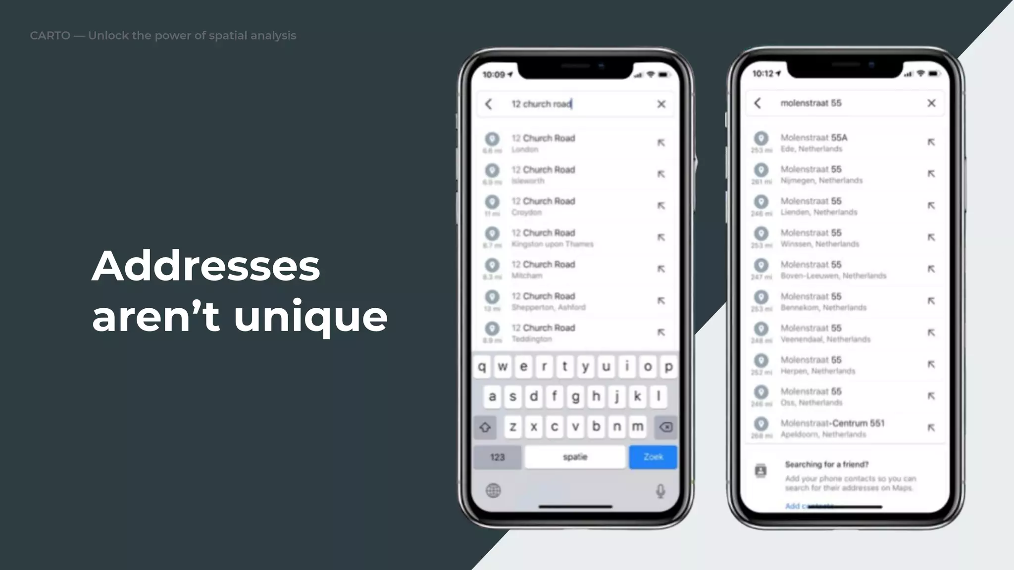 CARTO — Unlock the power of spatial analysis
Addresses
aren’t unique
 