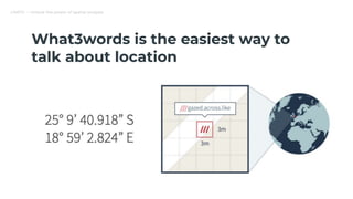CARTO — Unlock the power of spatial analysis
What3words is the easiest way to
talk about location
 