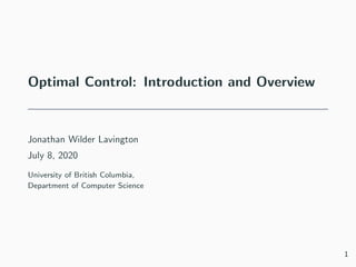 Controlled Introduction Optimal control : Introduction and Overview | PDF