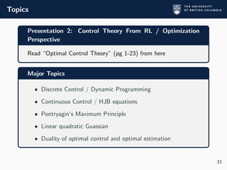 Optimal control : Introduction and Overview | PDF