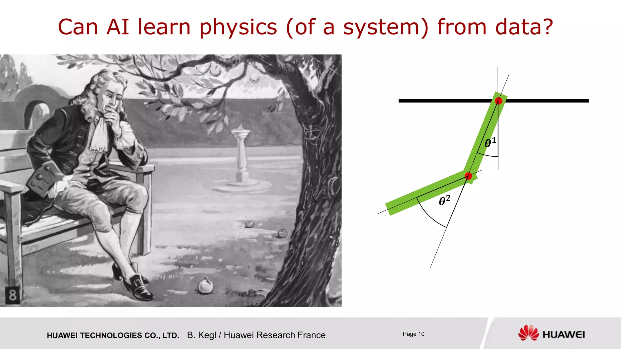 HUAWEI TECHNOLOGIES CO., LTD. Page 10
Can AI learn physics (of a system) from data?
𝜽 𝟏
𝜽 𝟐
B. Kegl / Huawei Research France
 